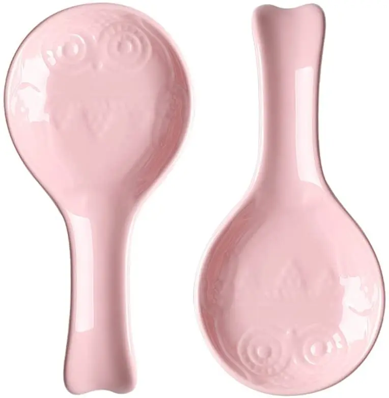 Reggicucchiaio A Gufo In Ceramica – Porta Mestolo Per Cucina, Supporto Resistente Al Calore Per Utensili - 2