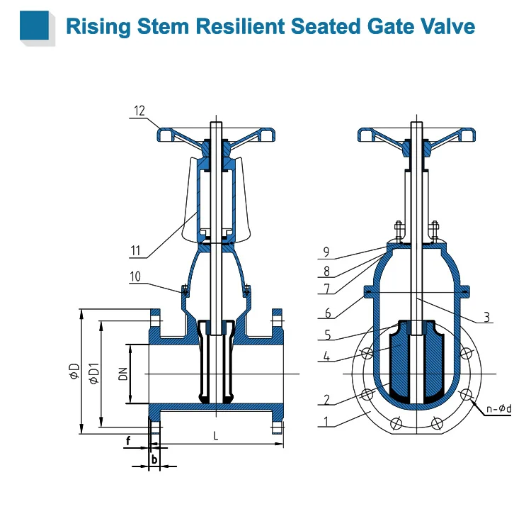 BS5163 API609 DN200 PN16 Cast Ductile Iron Elastic Valve Seat sealed Rising Stem Flange Gate Valve