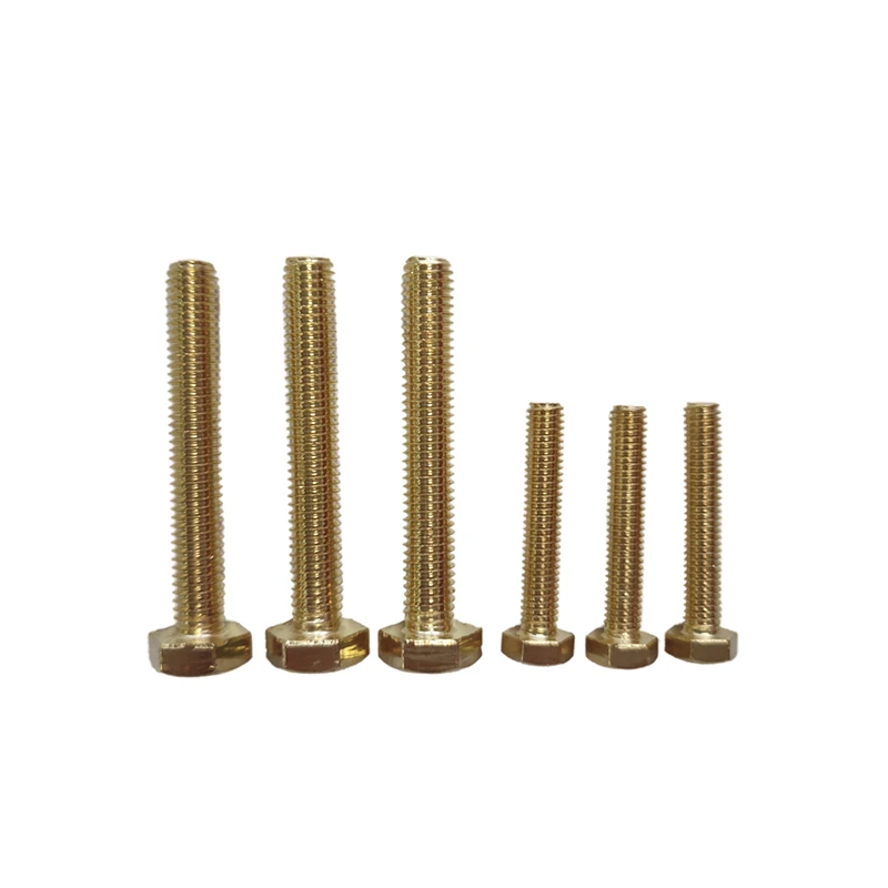Wholesale DIN933 Full Thread Brass Long Hex Bolt DIN931 Copper Hexagon Bolt