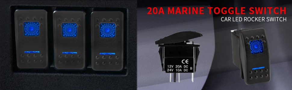 Dual Position Rocker Switch 12V 5Pin SPST 2Positions Rocker Switch on OFF Waterproof Marine Rocker ...