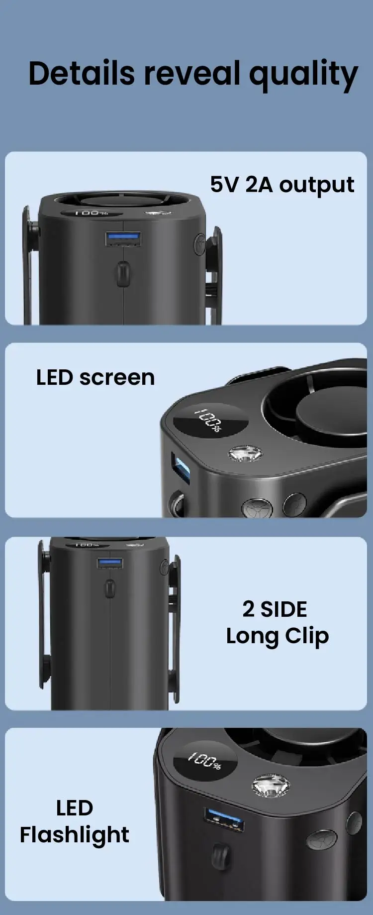 Waist Usb Fan, Plastic, Portable - detail 46