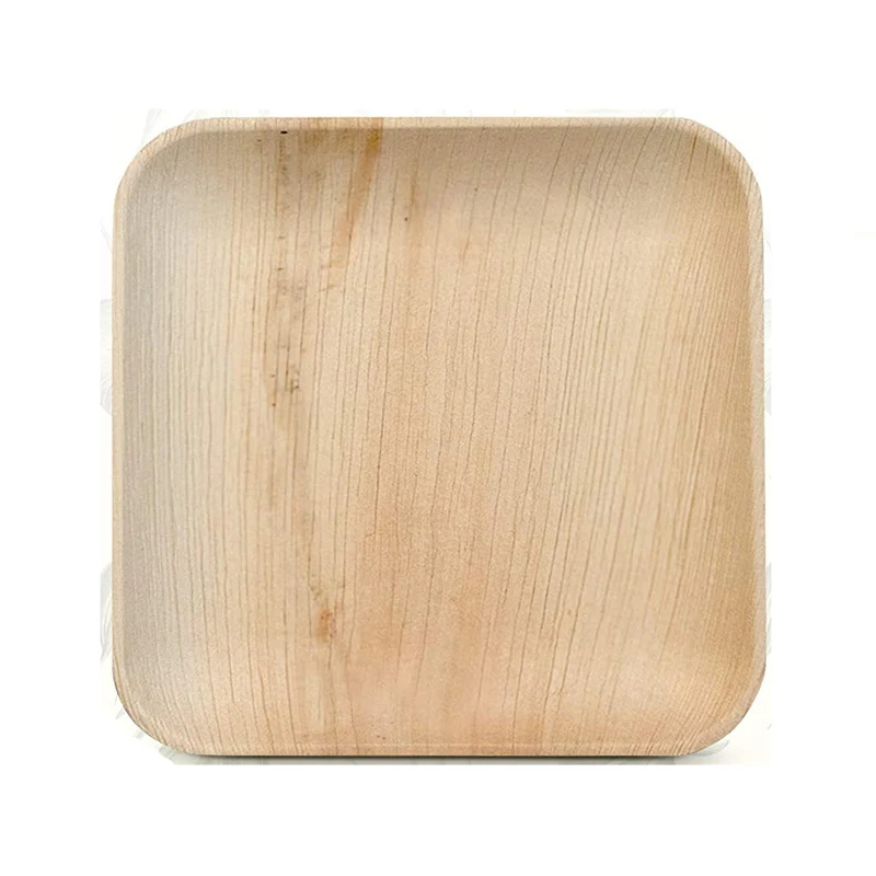 Ready Delivery Compostable Palm Leaf Tableware Disposable 10 Inch square Palm Leaf Plate for Wedding Birthday Party Camping