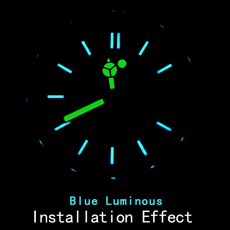 Custom Logo Green Blue Luminous Dial 28.5mm Double Calendar Window Seiko SKX007 009 NH35/36 4R 6R Movement Watch Accessories