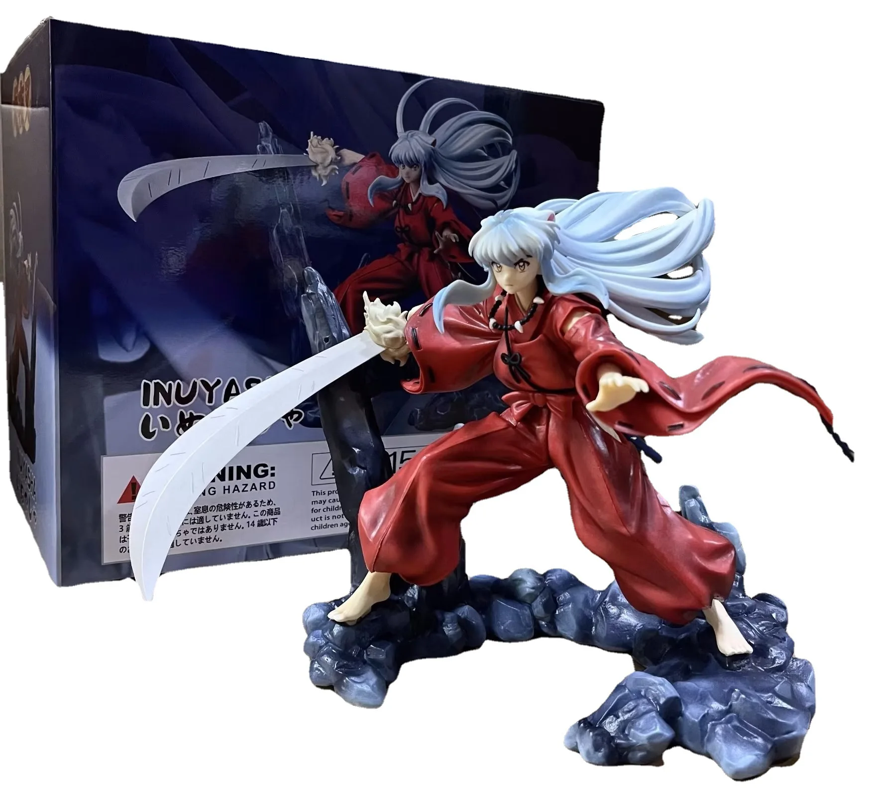 Wholesale Inuyasha Anime Action Figures White Hair Inuyasha Battle Scene  Standing Figure