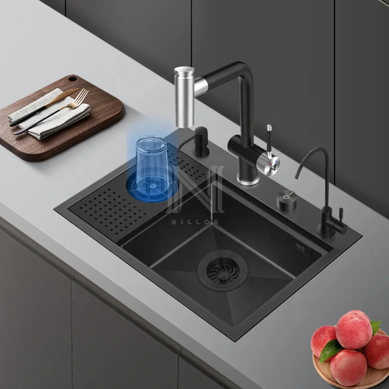 DN Hidden Kitchen Sink Stainless Steel 304 Nano Black 520x390mm