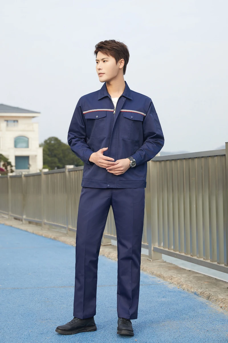 Custom men thin long short-sleeved site workshop labor protection work clothing set