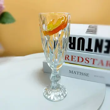 Hot Seller Premium Antique Diamond Wedding Goblet Vintage Flute Rhomboid for Champagne Glass Cup for Cocktail Wine Bar