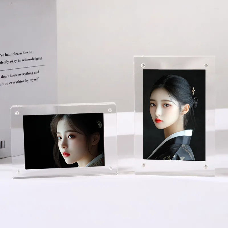 5*7 Inch DIY Modern Custom Clear  Decoration Floating Frameless Postcards Magnetic Acrylic Photo Picture Frame With Standoffs