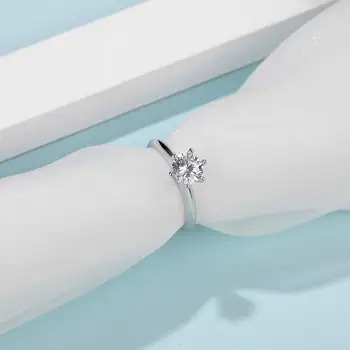 Thriving Gems Classic Six Prongs 925 Silver Rings From China Diamond Jewelry Price 1 Carat Diamond Ring