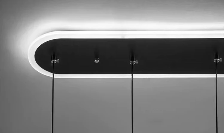 Low Ceilings Rectangle Pendant Light Modern Restaurant Hanging Lamps Kitchen Dining Wave Shape Minimalist Led Chandelier