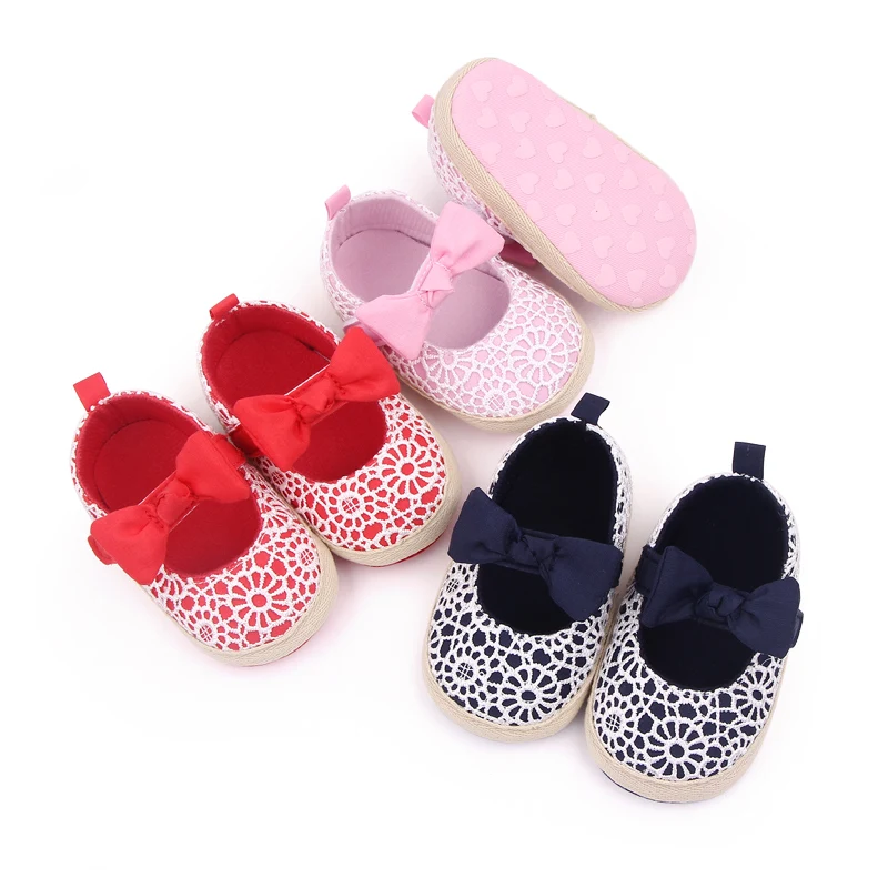 Spring and Autumn Bow Soft Soled Princess Baby Toddler Shoes for Girls
