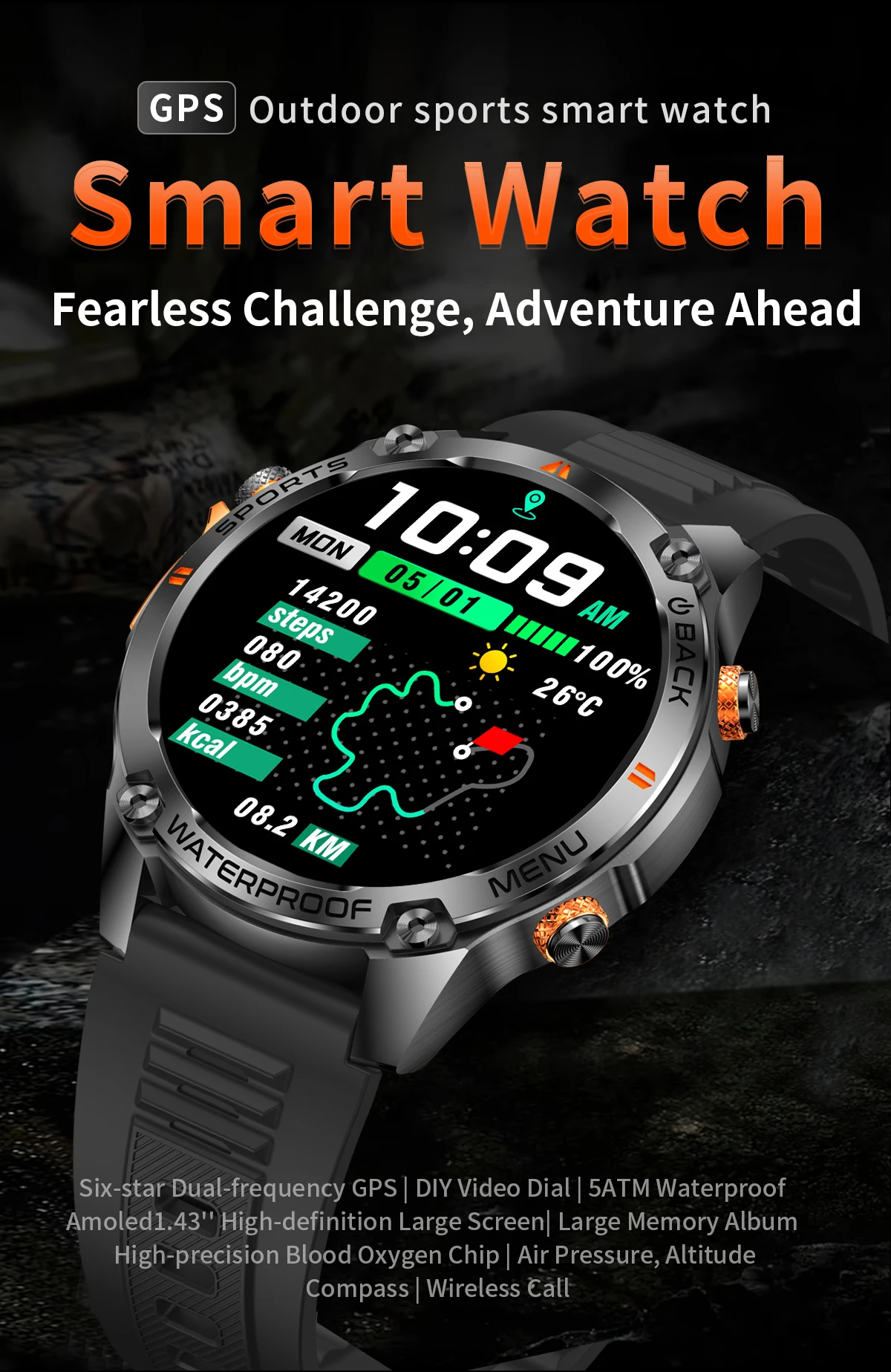 Welcome OEM Order, Factory Whole Selling 2025 G100 Relojes Round Smartwatch Dual-band L1+l5 Built-in Gps Bt Call 1.43inch Amoled 50m Waterproof Smart Watch For Men - Buy Relojes Smartwatch smart Watch For Men outdoor Sports Smart Watch