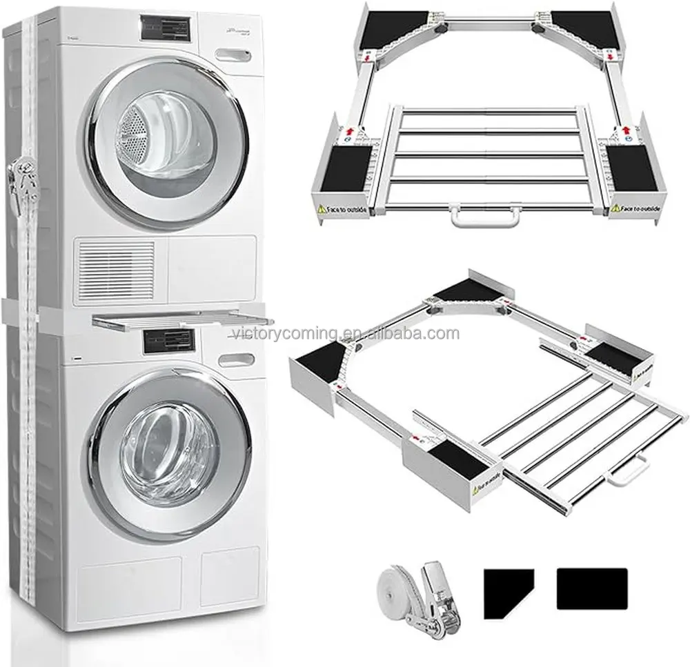 Universal Washer And Dryer Stacking Kit With Pull Out Drying Rack With