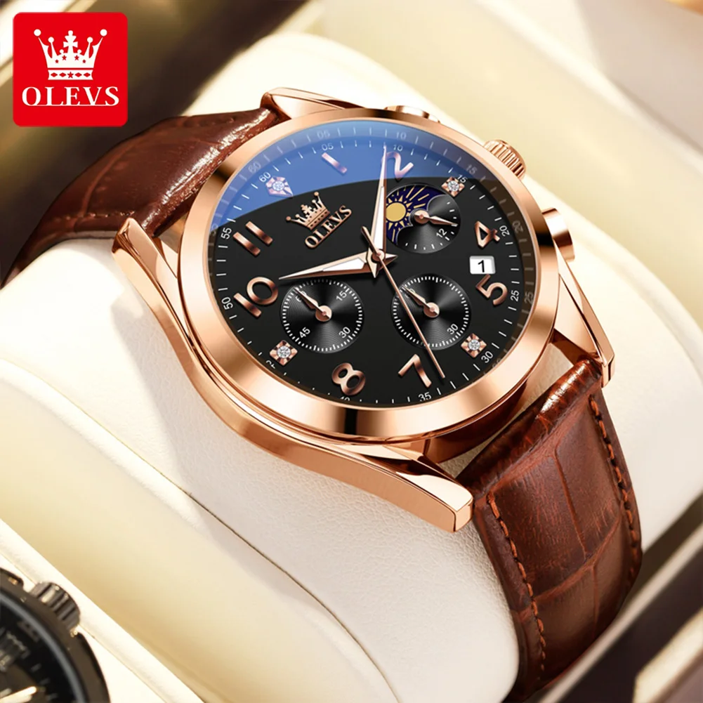 OLEVS 2890 Custom Relojes Made in China Geneva Leather Watches