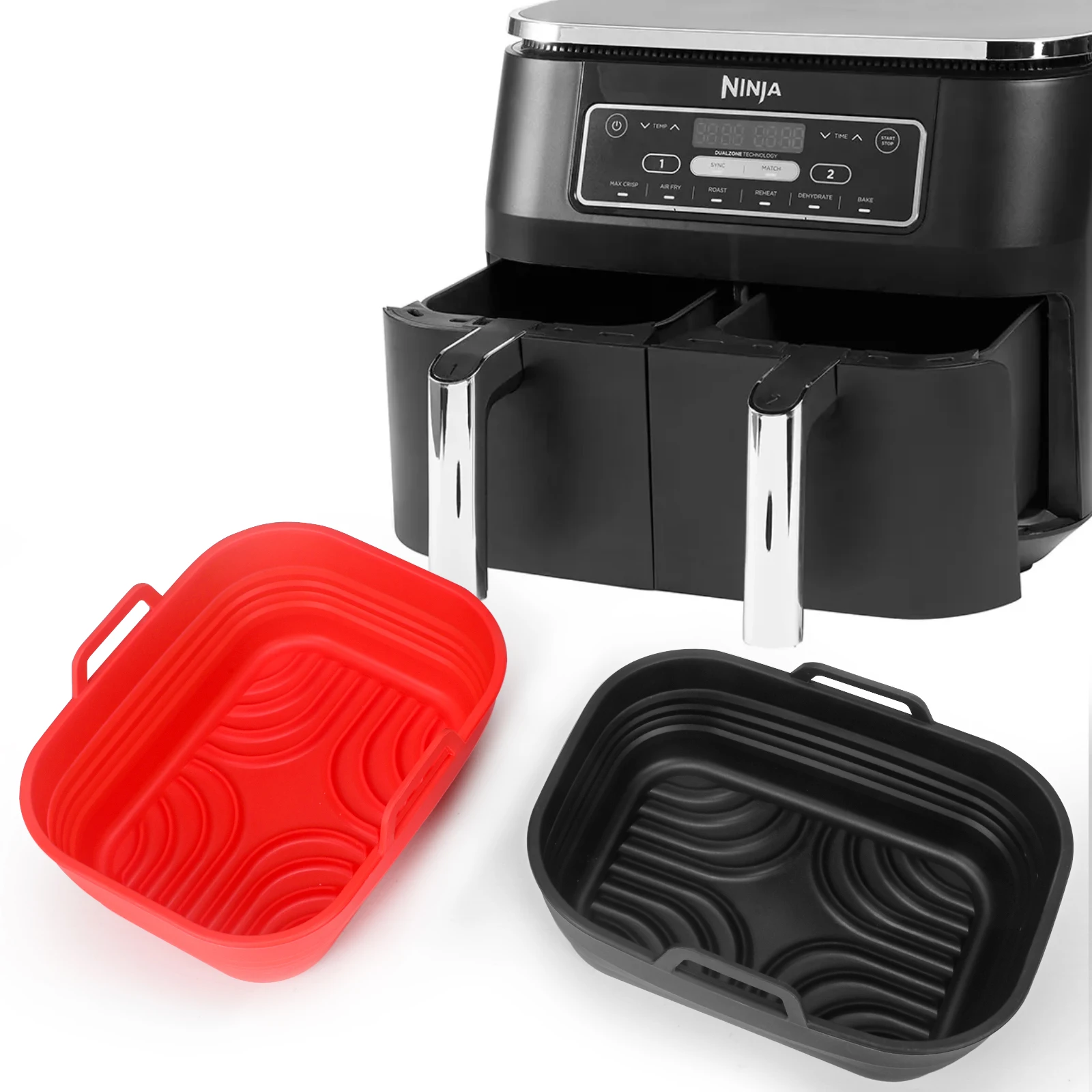 Food Safe Basket Liners Square Rectangular Shaped Silicone Air Fryer Liner Collapsible
