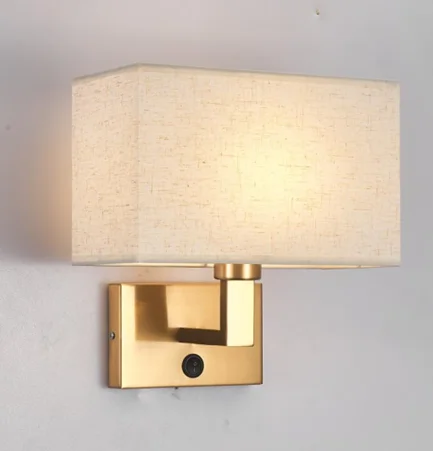 Hotel E27 Socket Fabrics Cover Led Bedside Reading Wall Mount Lights Lamp