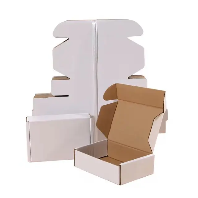 Custom Logo Small Shipping Boxes 6X4X3 White Corrugated Cardboard  Bottle Parcel Box Drop Delivery Mailing Packaging