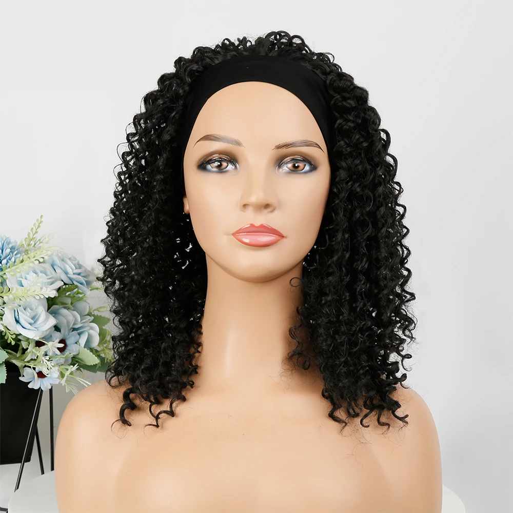 Wholesale Curly Weave Synthetic Headband Wigs With Elastic Band For