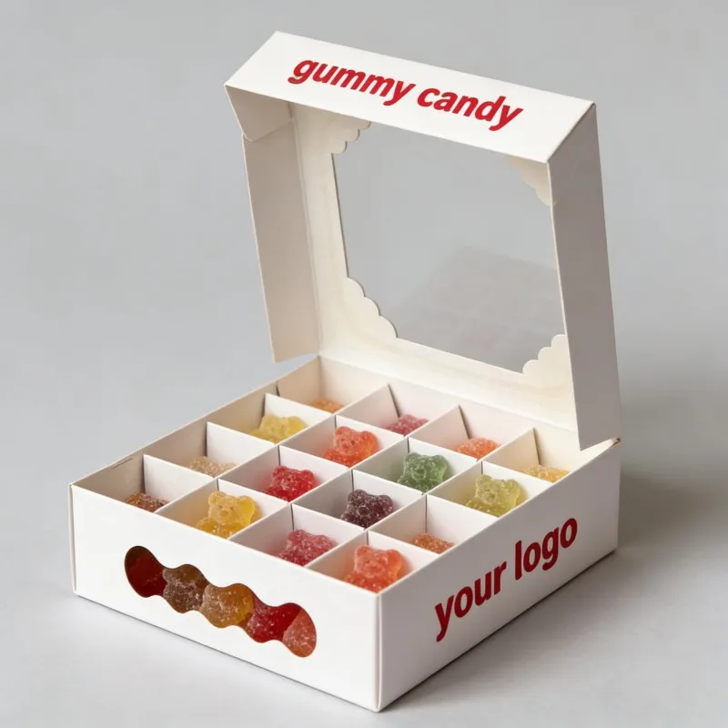 Caixa de Papel Personalizada com Logotipo para Barras de Chocolate Doces, Caixa de Embalagem para Doces, Caixa-Vazia para Presentes com Janela