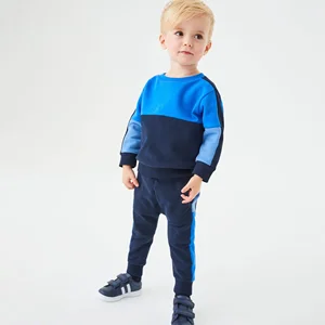 Custom Solid Color Block Smart Casual Sweatshirt Jogger Fleece Track Suit Toddler 2 Piece Sets