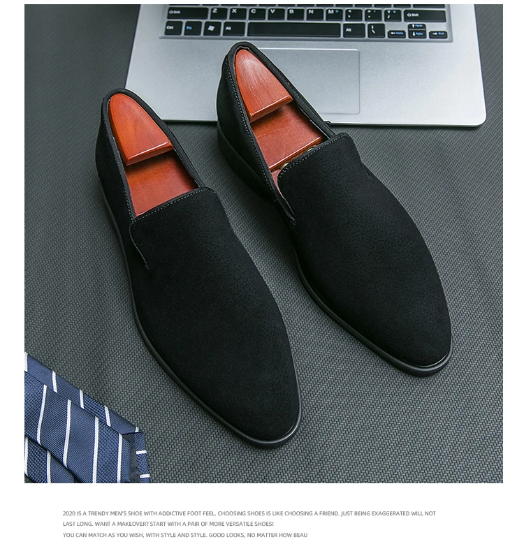 Suede Leather Slip On Casual Loafers Breathable Fashion Red Bottoms For ...