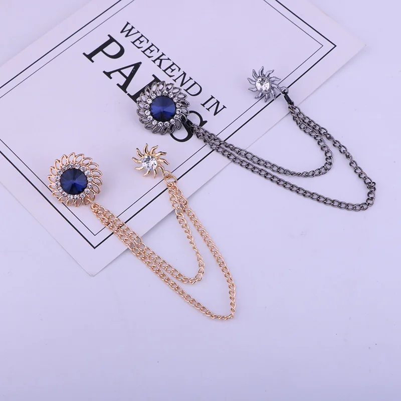 Men Suit High Quality Luxury Jewelry Fashion Lapel Pin Chain Brooches