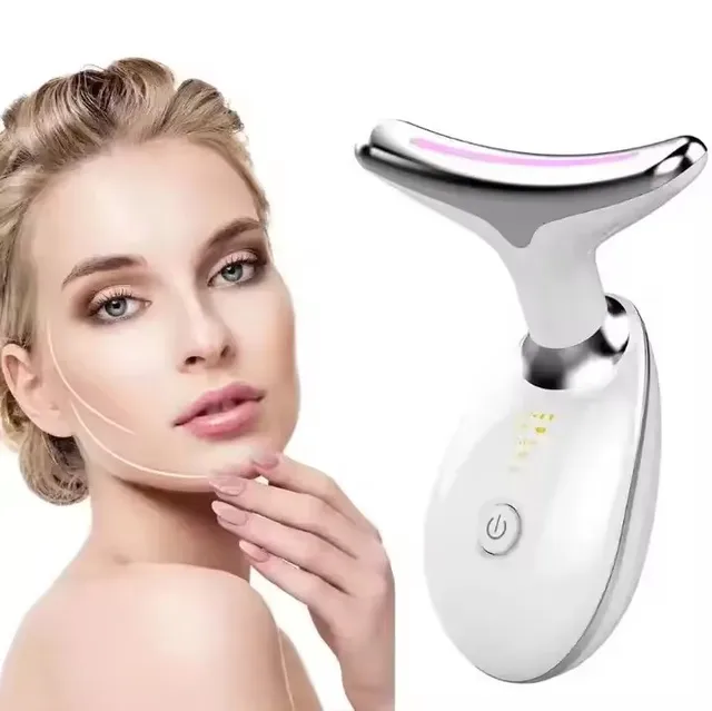 Hot Sale 3 in 1 Ems Led Photon Therapy Face Neck Wrinkle Contour Shaping Facial Massager For Daily