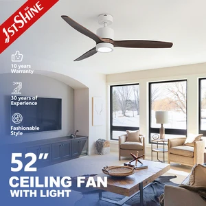 1stshine LED Ceiling Fan Pure Copper 3 Speeds AC Wooden Blades Ceiling Fan with Light