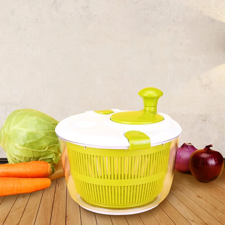 Hot Salad Spinner Manual Rotating Draining Basket Salad Veggies Shake Dry Basin Two Pieces Pasta Strainer