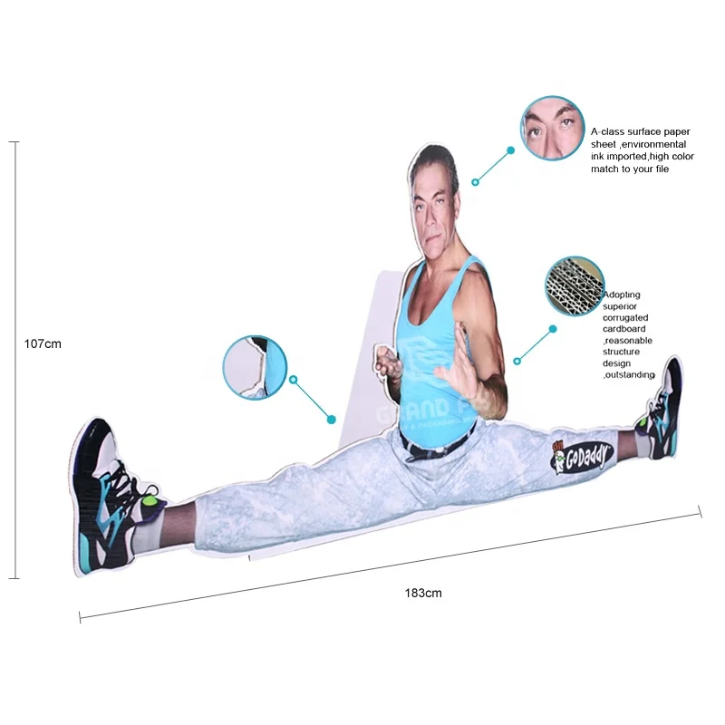 Custom Creative Advertising Human Shape Cardboard Cutout Standee Cardboard Floor Standee Display Stand up Character for DIsplay