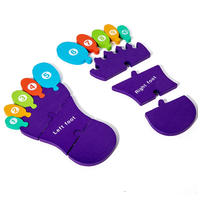 Montessori Pädagogisches Spielzeug Lehrmittel für Kindergarten Kognitive Holz Hand Fuß Handfläche Lernen Körperstruktur Puzzle Brett