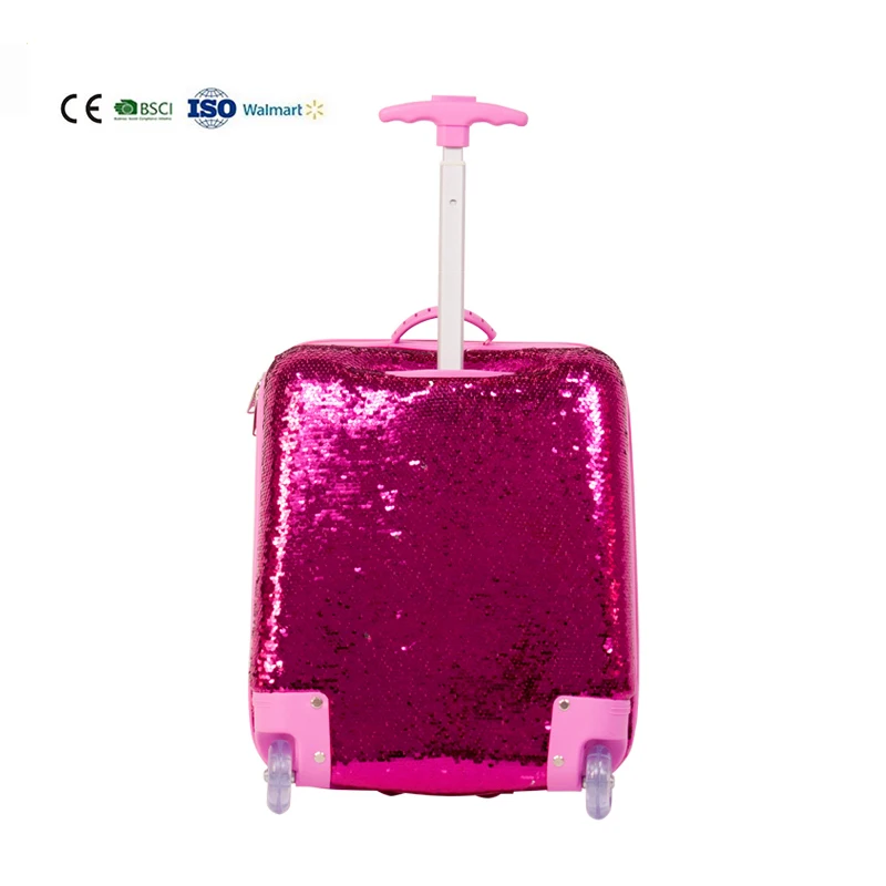 Unique Double Reverse Sequins Bling Design Magic Reversible Sequins 18 Inch Traveling Luggage Suitcase for Woman and Kids