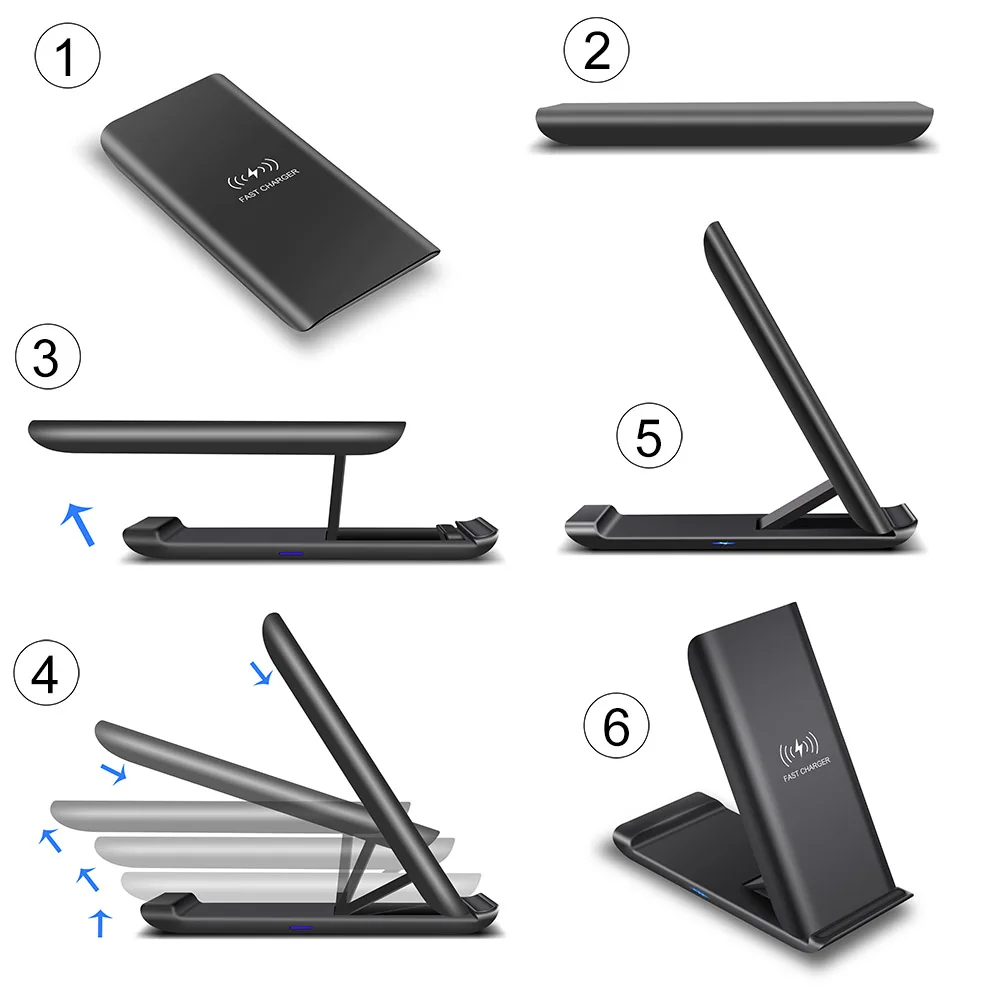 Плоский чехол с подставкой 2 в 1 складной портативный 10 Вт беспроводного зарядного устройства Qi Ce по ограничению на использование опасных материалов производстве Складная Беспроводная
