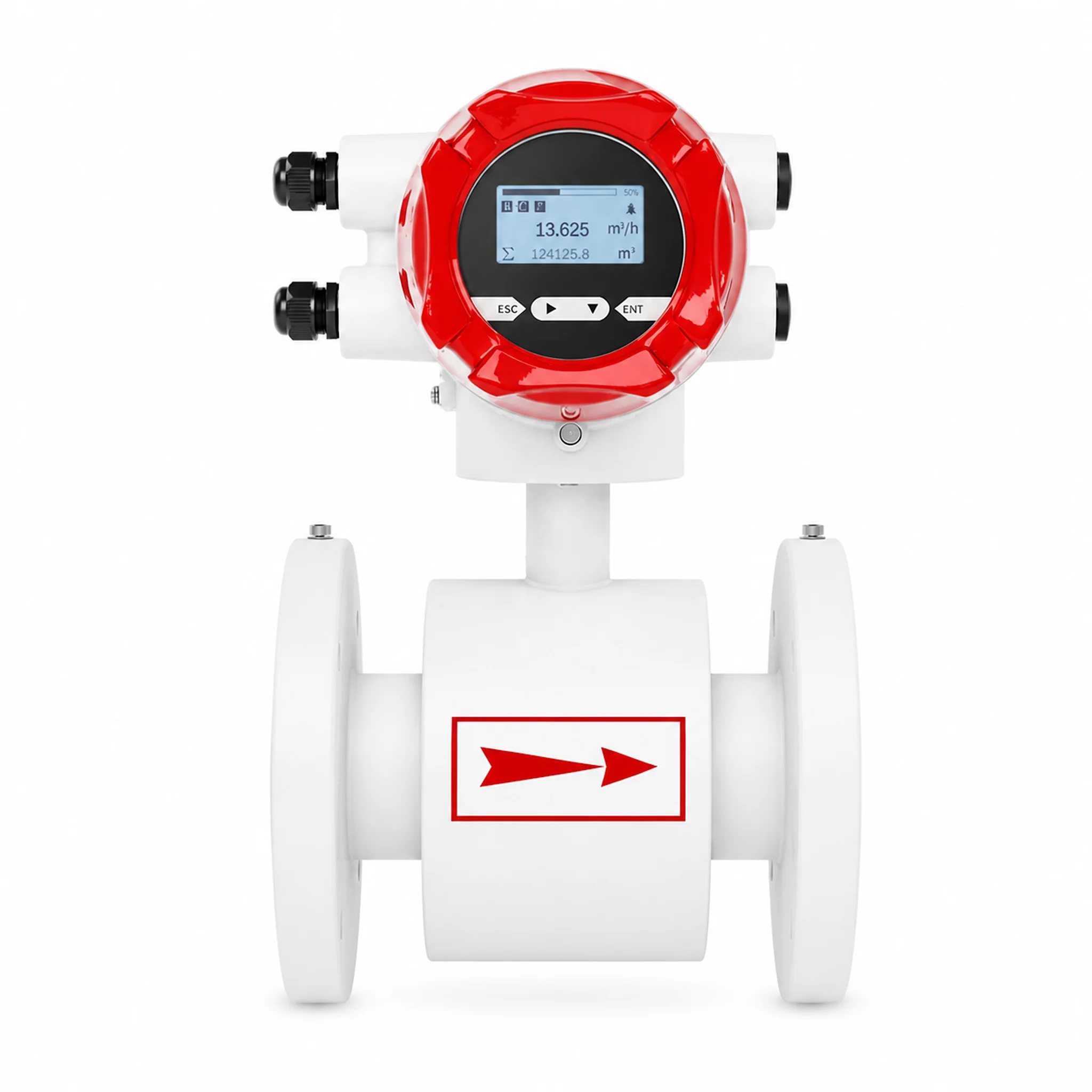 Smart Electromagnetic Flow Meter DN25-DN300 with 4-20mA HART RS485 Modbus Flanged Magnetic Water Flowmeter LDG-SUP-A100