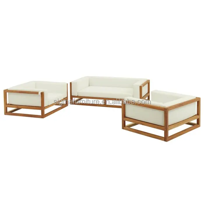 outdoor wooden garden furniture patio sets garden 3 Piece Teak Sofa Seating Group sofas sectionals with Cushions