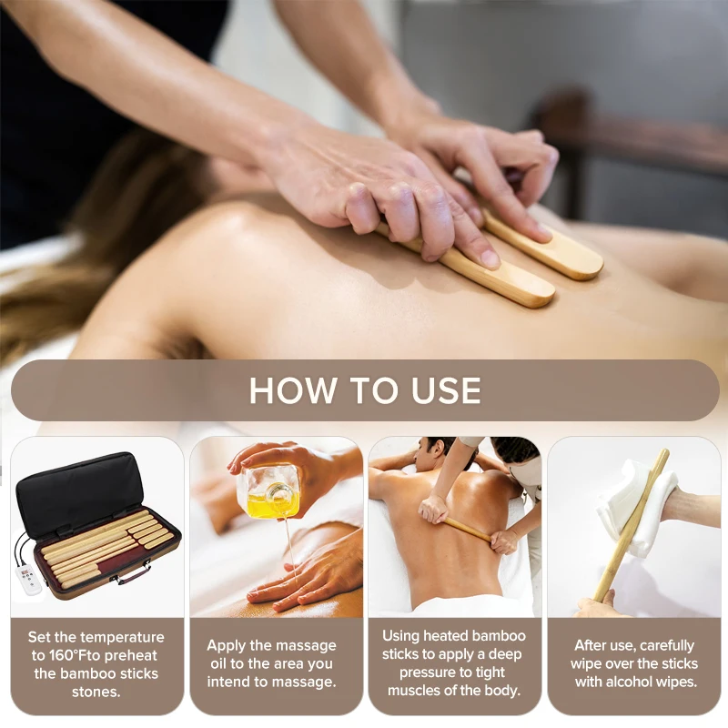 Bambus-Massagetherapie-Set Bambusstab mit Heizbeutel