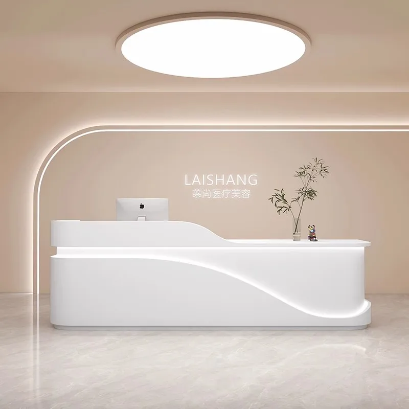 Custom Logo European Style  Office 1 Person Small Reception Counter High Quality Nordic Reception Desk