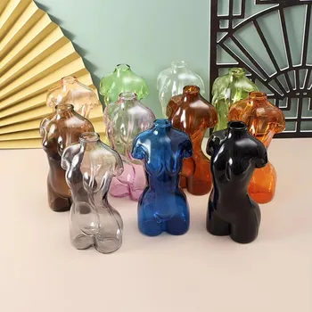 Wholesale Women Body Hand Blown Borosilicate Clear Color Transparent Glass Bud Vase for Wedding Centerpieces for Home Decoration