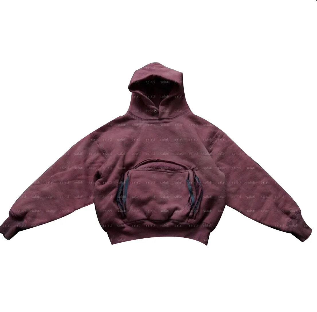 Custom 500 GSM Thick Cotton French Terry Boxy Heavyweight Pullover Plain Blank Sun Faded Vintage Acid Wash Hoddie Hoodie for Men gallery 3