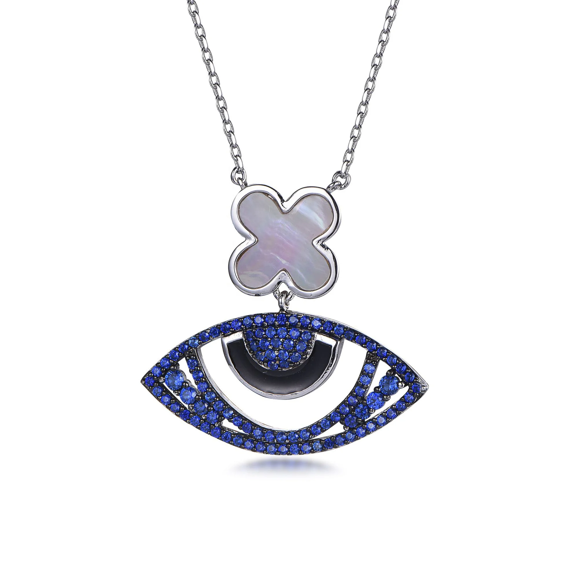 fine jewelry 925 sterling silver necklace evil eye of ra necklace blue evil eye choker necklace for Women evil eye pendant