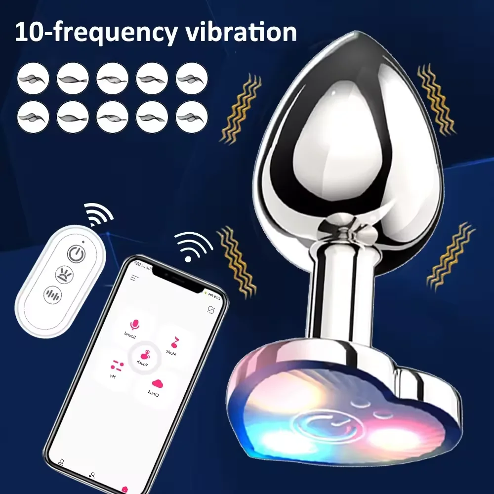 Remote Control Luminous Vibrating Butt Plug APP Led Anal Plug Anal Beads  Prostate Massager Jeweled Anal Vibrator Adult Sex Toys