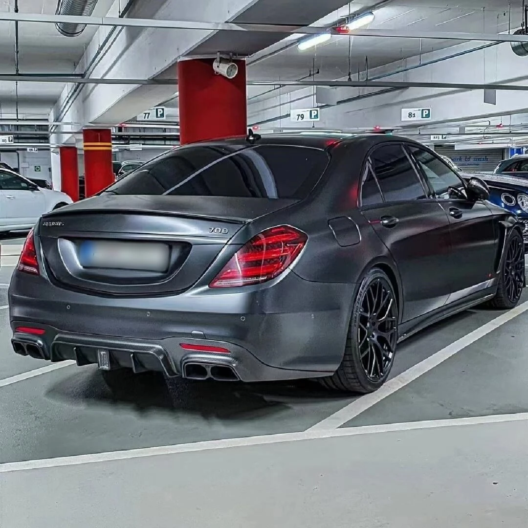 W222 Rear Diffuser B Style Carbon Fiber Rear Diffuser for Mercedes Benz S Class W222 S63 ...
