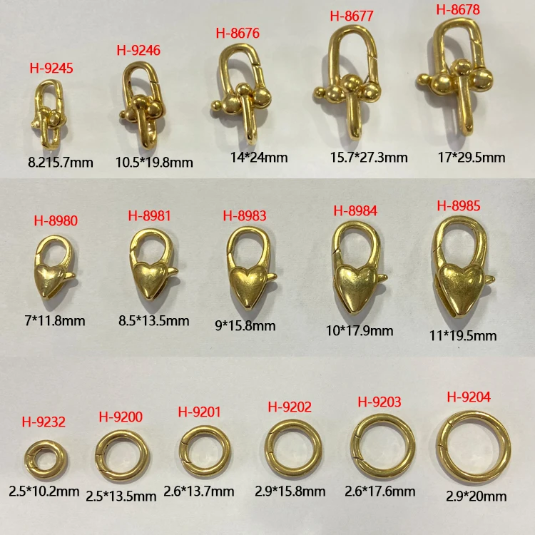 Wholesale 7 Styles 18K Gold Plated Brass Lobster Clasp Hooks