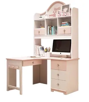 Children's  wooden study desk with bookshelf home furniture and bed room set