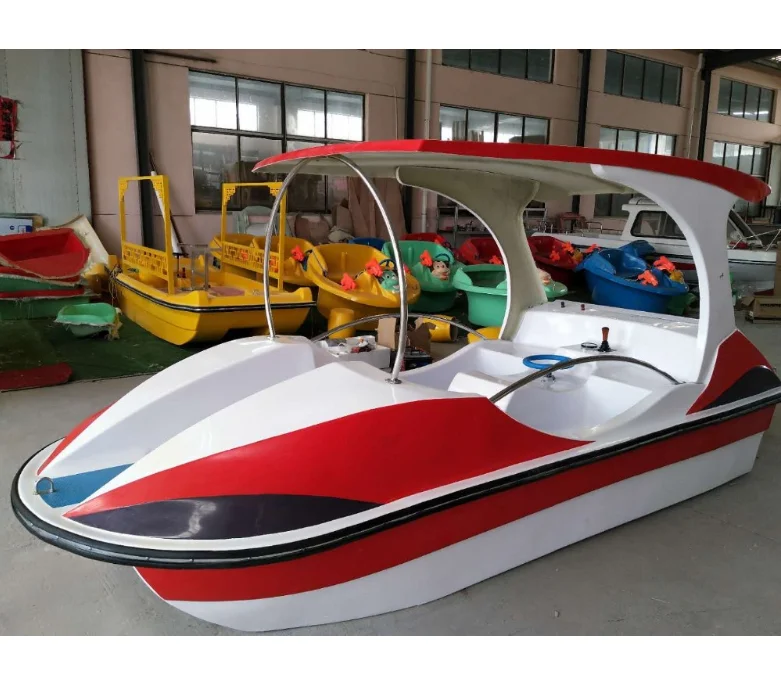 2021 New Design Original Manufacturer Cheap Water Park Fiberglass Pedal Electric Boat for Lake