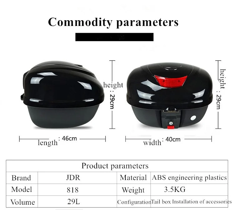Factory Direct Sale Scooter Trunk/top Case/motorcycle Plastic Tail Box
