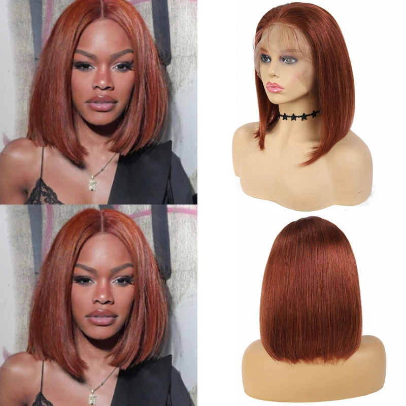 Brown Auburn Lace Front Human Hair Wigs Body Wave 13x4 Lace Wigs For Black Women Pre Plucked Remy Brazilian Hair  Wig