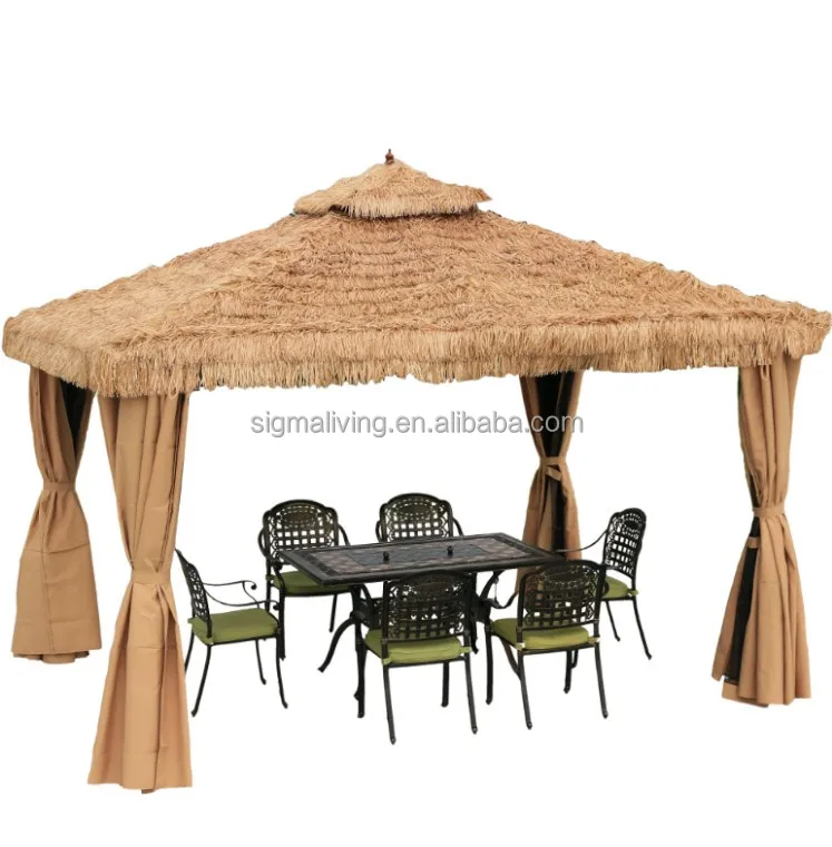 Steel outdoor garden gazebo thatched cottage thatched shed awning tent gazebo sale