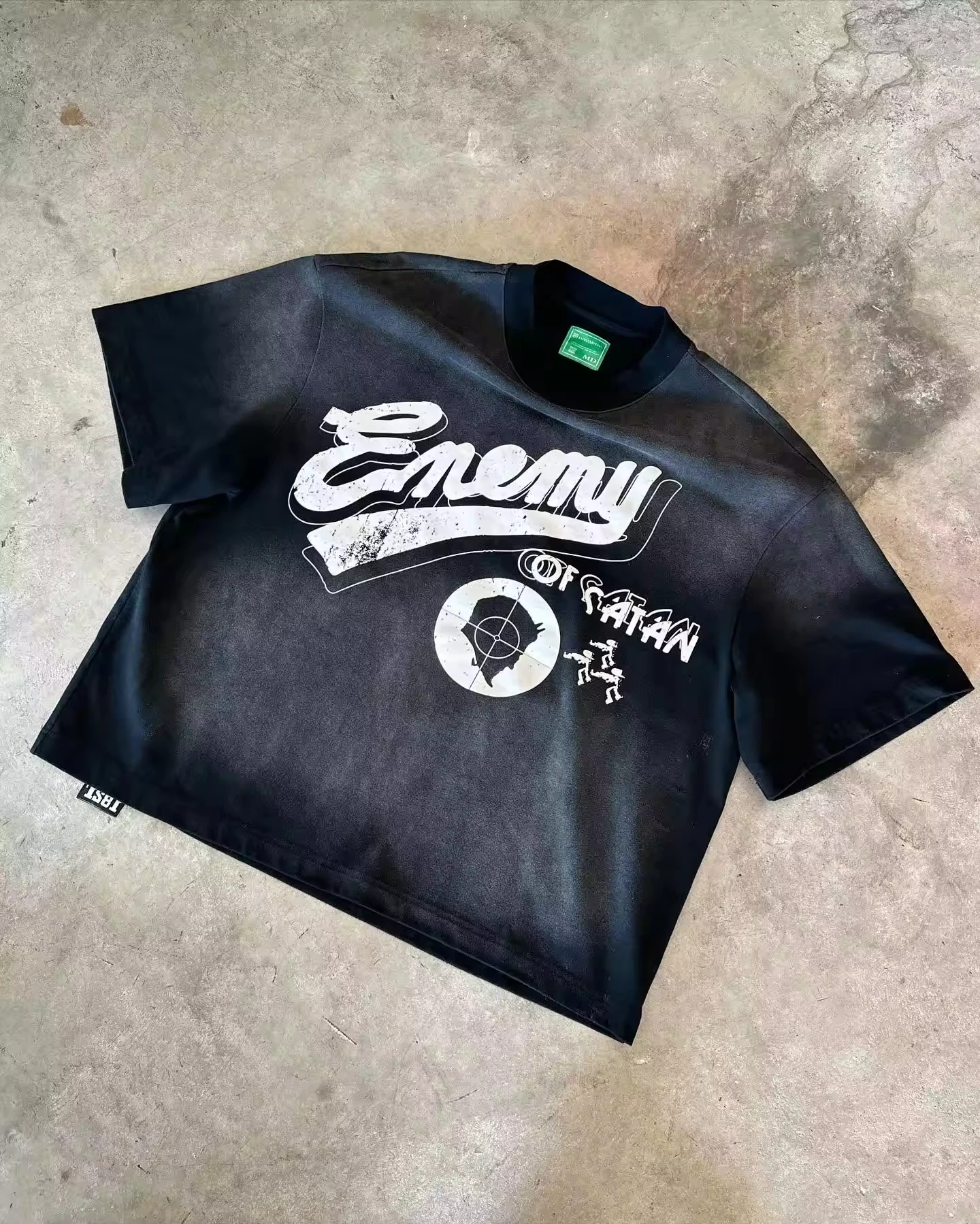 Custom 100% Cotton Knitted Silk Screen 300 GSM Heavyweight Acid Washed Sun Faded Breathable Quick Dry Regular Fit Men T-Shirts gallery 7