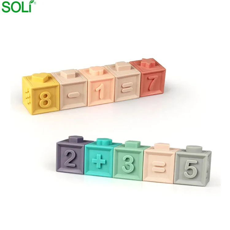 Детские Прорезыватель для ванной резиновые тиснением Мягкие 3d блок игрушечные лошадки дети большой Конструкторы игрушка